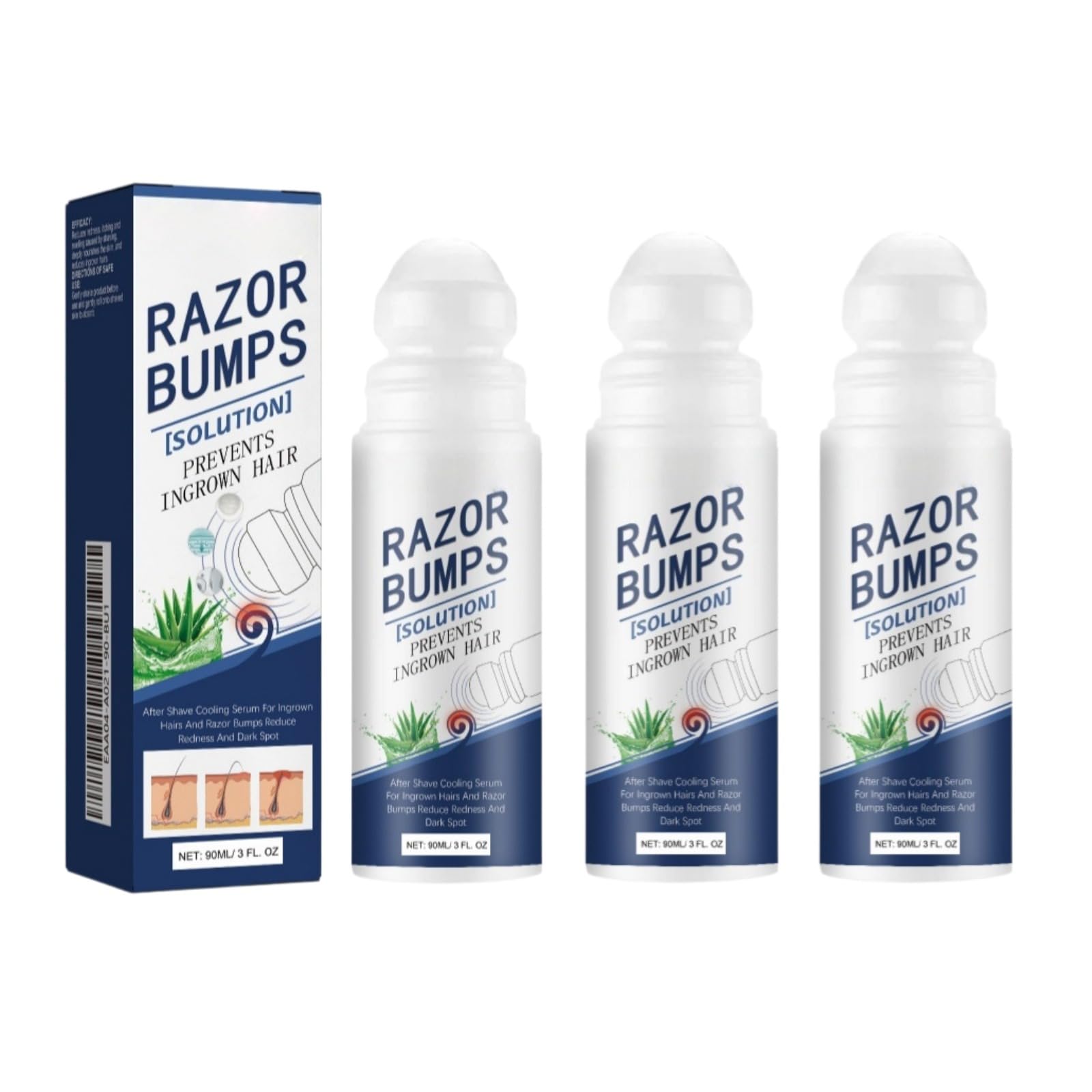 Body Hair Removal Spray, Easy off Foaming Natural Permanent Hair Removal Spray Smoothing Soluzione contro i peli incarni,Essence Riparatrice Dopobarba In Rollon,Lenisce la pelle secca e rossa