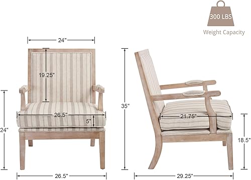 Miniatura 2 de chairus Silla decorativa de lino para sala de estar, silla de lectura tapizada con marco de madera maciza, sillón con respaldo alto para dormitorio,