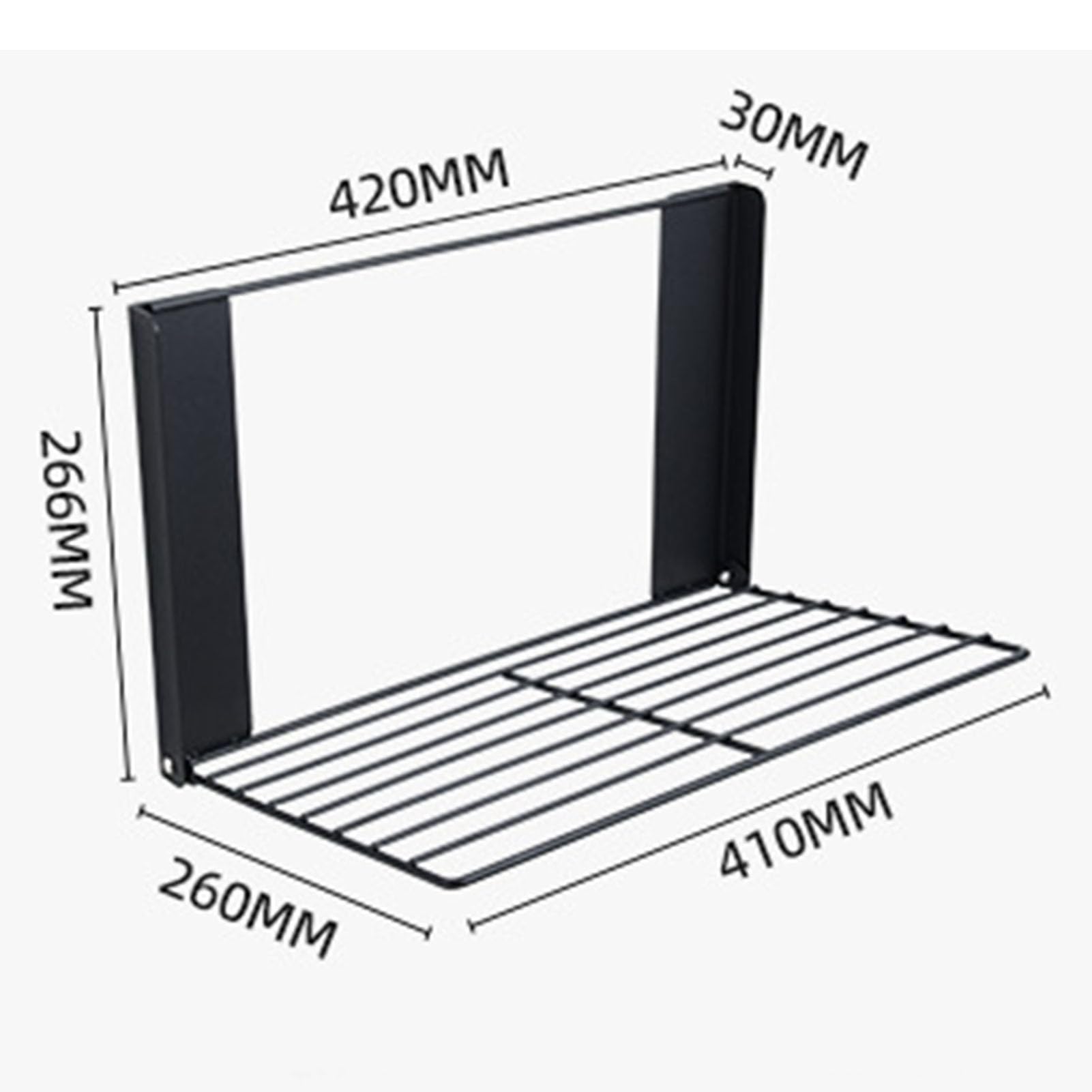 Aramox Magnetyczna Półka Składana, 42x26 Cm Stal Węglowa (BLACK)