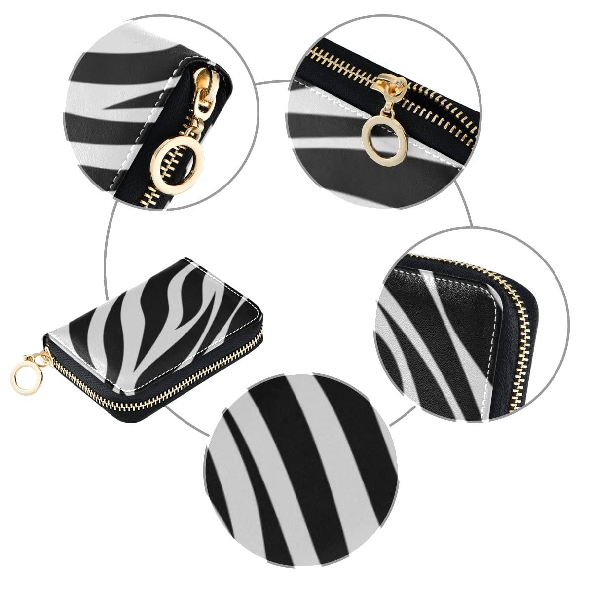Etui na karty tło zebra zwierzę nadruk etui na karty kredytowe skórzany portfel zamek błyskawiczny dla mężczyzn kobiet przenośne, Tło Zebra Animal Print, one size
