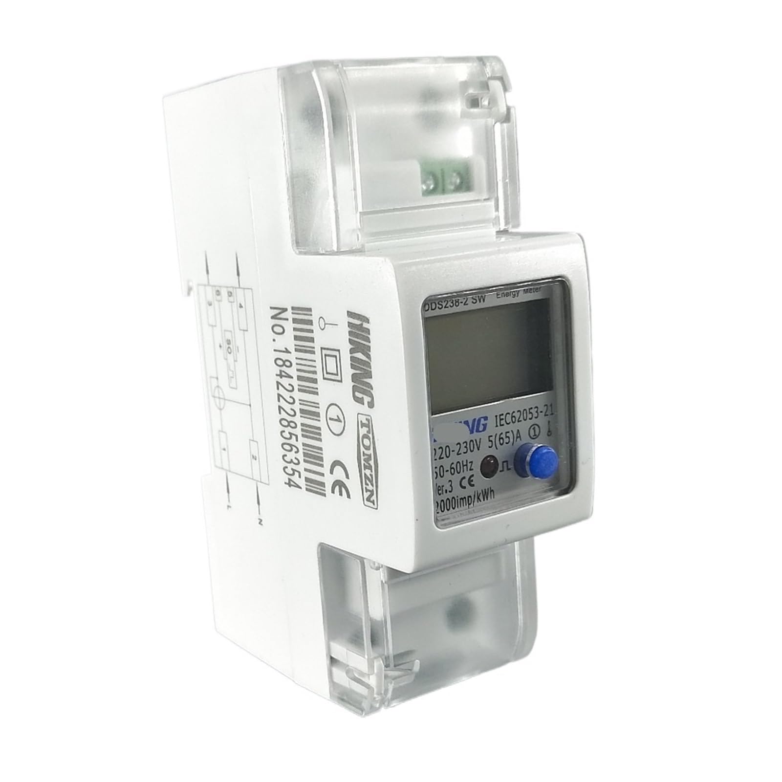 Voltaje corriente 65A 100A 220V 50HZ 60HZ Potencia reactiva activa inversa positiva Contador de energía monofásico de carril DIN en vatios-hora(5(65) A)