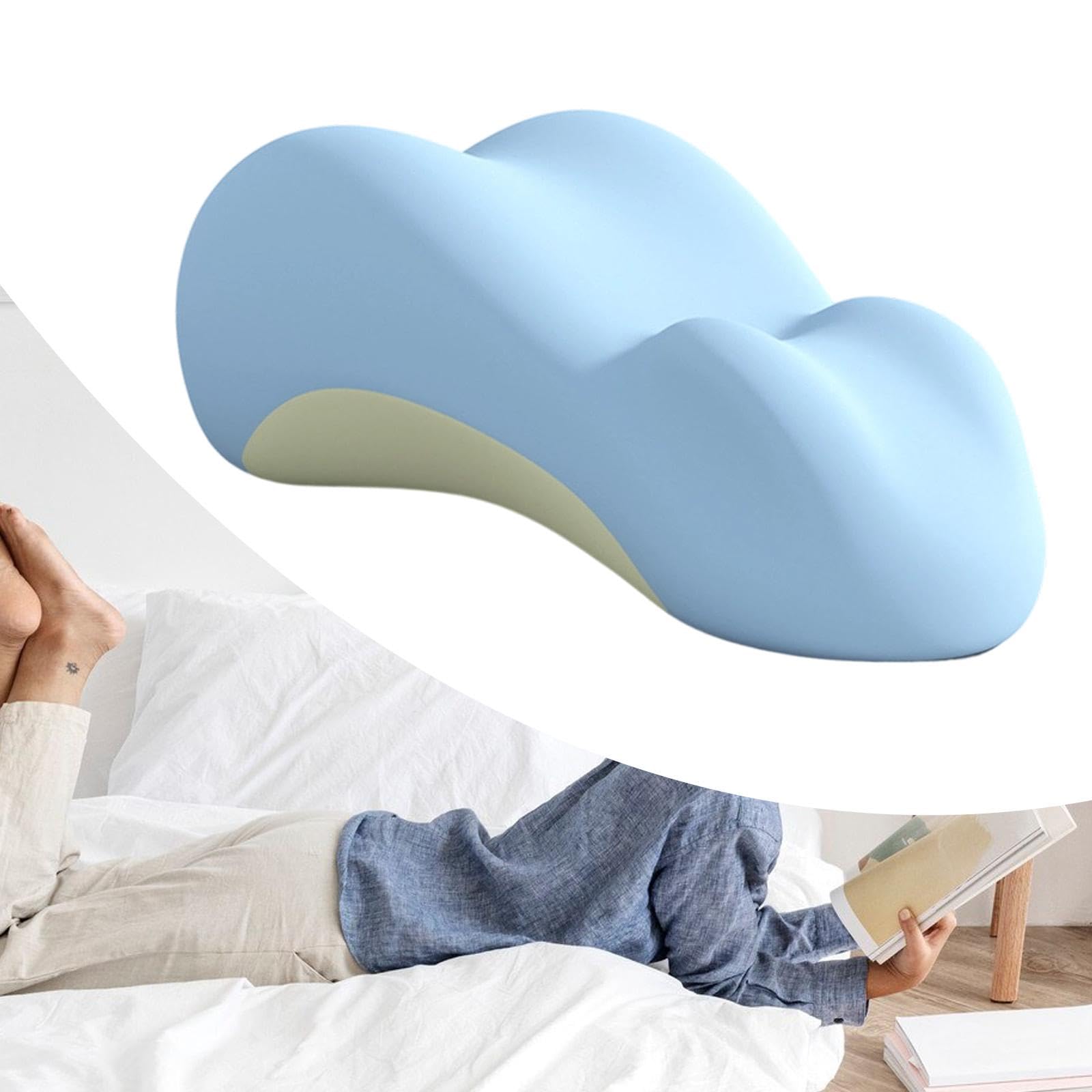 Almohada de Lectura Almohada Cojín Soporte para Espalda Almohada Elevadora de Tobillo Material de Espuma Memoria Cubierta Removible, Azul, Individual