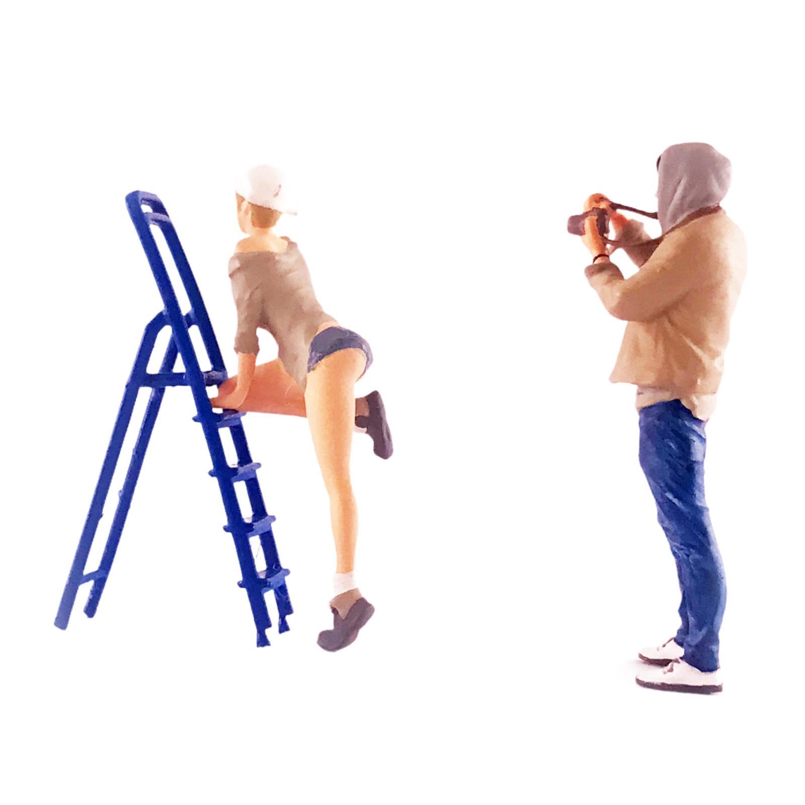 Miniature Scene Figure Set Persone Miniature Dipinte in Resina 1 64 Modelli Oggetti Collezionabili Accessori Diorama Scenico Adatti per Case delle, Cachi