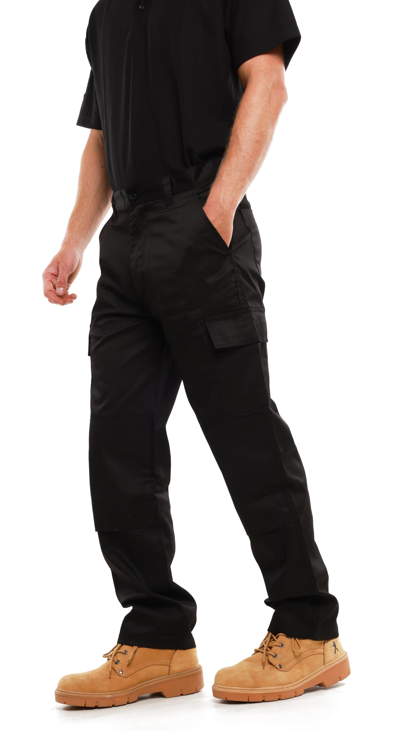 Ranger Workwear Men's Black Ranger Knee Pad Work Trousers, Cargo Combat Style Tactical Work Pants. Build For Trades, Builders & Plumbers, Kneeling Trousers In & Navy (36W / 33L)