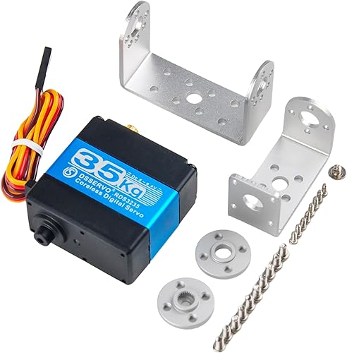 RDS3235 Servo Robot Digital Servo Motor sin Núcleo 77.2 lbs Engranaje de metal de alto par DC5-7.4V con soporte servo en forma de U Placa de brazo