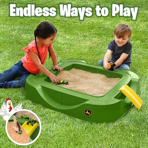 image for John Deere Sandbox Playset with Protective Cover, Includes 5 Realistic
