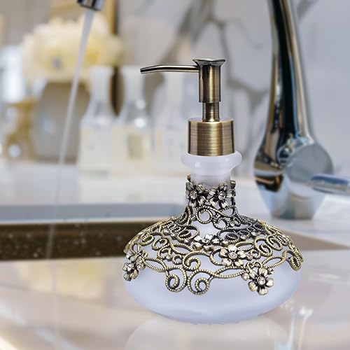 Miniatura 8 de Decozen Dispensador de jabón, vidrio esmerilado de 12.5 onzas con bomba de aleación de zinc a prueba de óxido, recargable para manos y loción