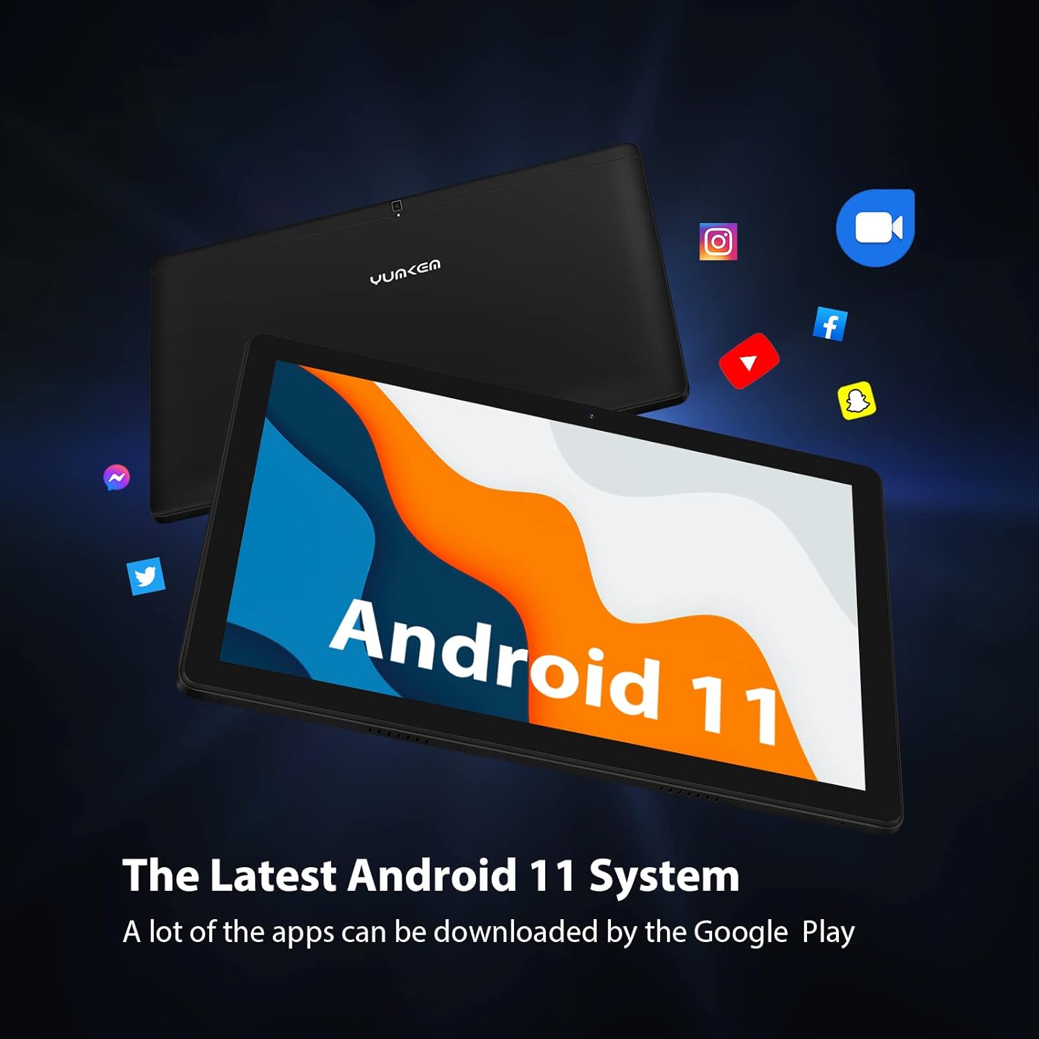 YUMKEM Tablet 10 Pollici, Tablet Android 11 CPU 8-Core, Touch Screen IPS 1280P HD, 6000mAh, 4GB RAM 64GB ROM 1TB Espandibile, 5MP + 8MP, WiFi, BT 5.0, Type-C, Stereo, Nero