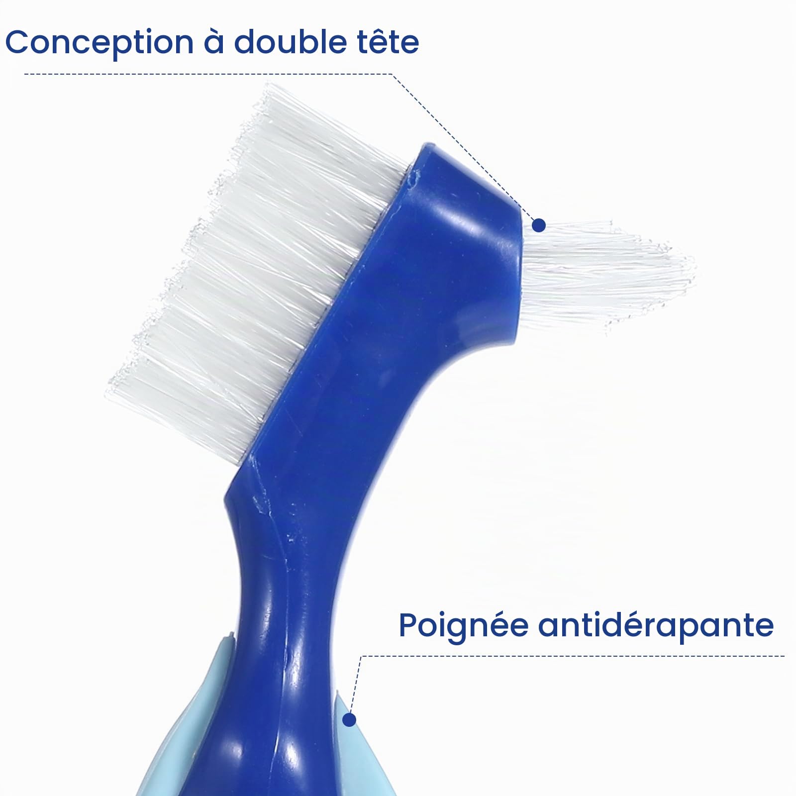 Lot de 2 brosses à dents à poils durs multicouches - Outils de nettoyage dentaire double face - Avec étui - Pour voyage, camping, plein air, gym, soins dentaires