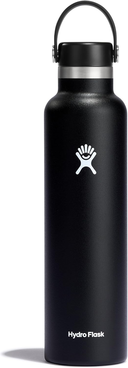 Hydro Flask Water Bottle - Insulated Stainless Steel - Non Spill, Leakproof in 24 Oz Black