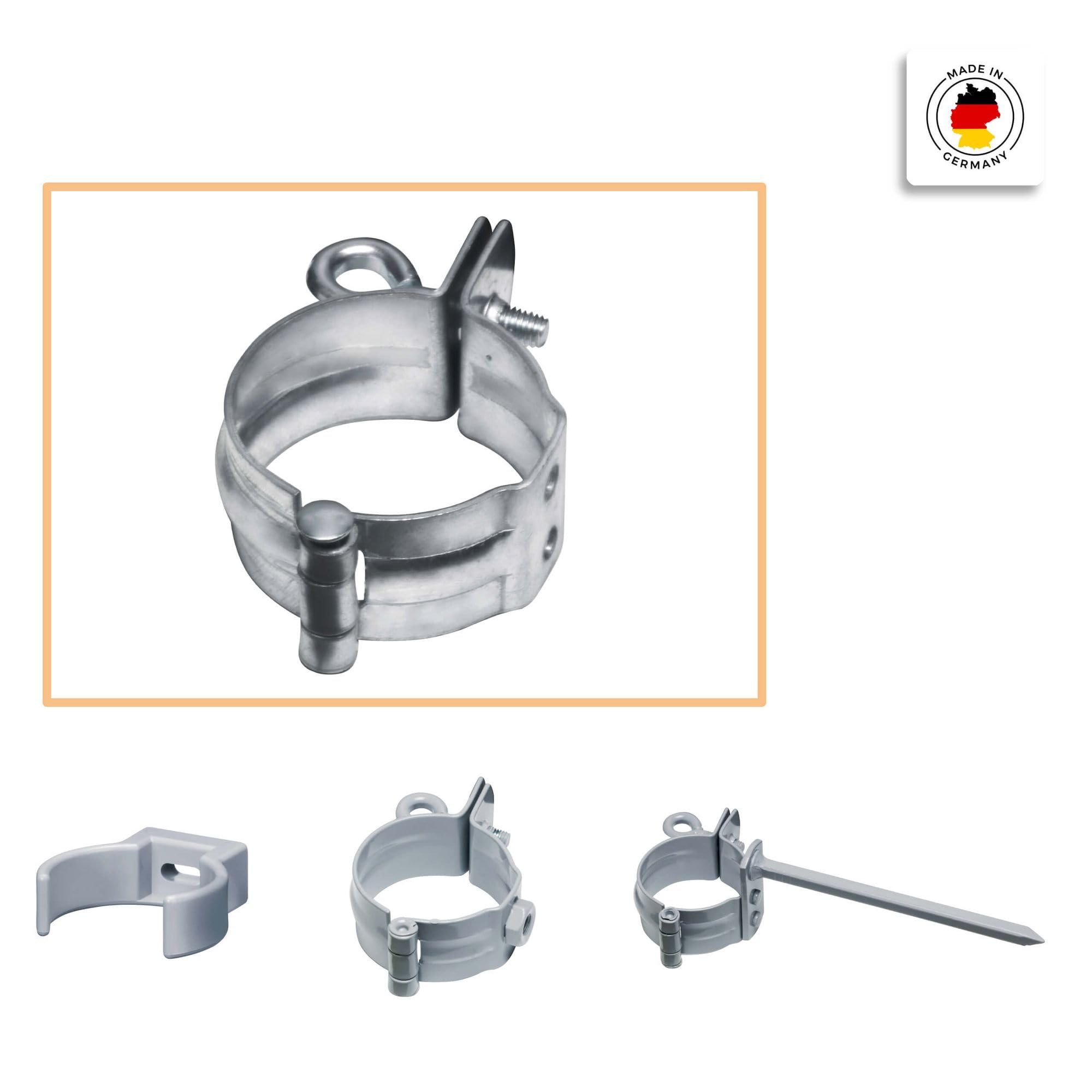 INEFA 25x Abrazadera de tubo para montaje atornillado 75mm Gris | Acero revestido de plástico, fijación de bajante, accesorio de canalón