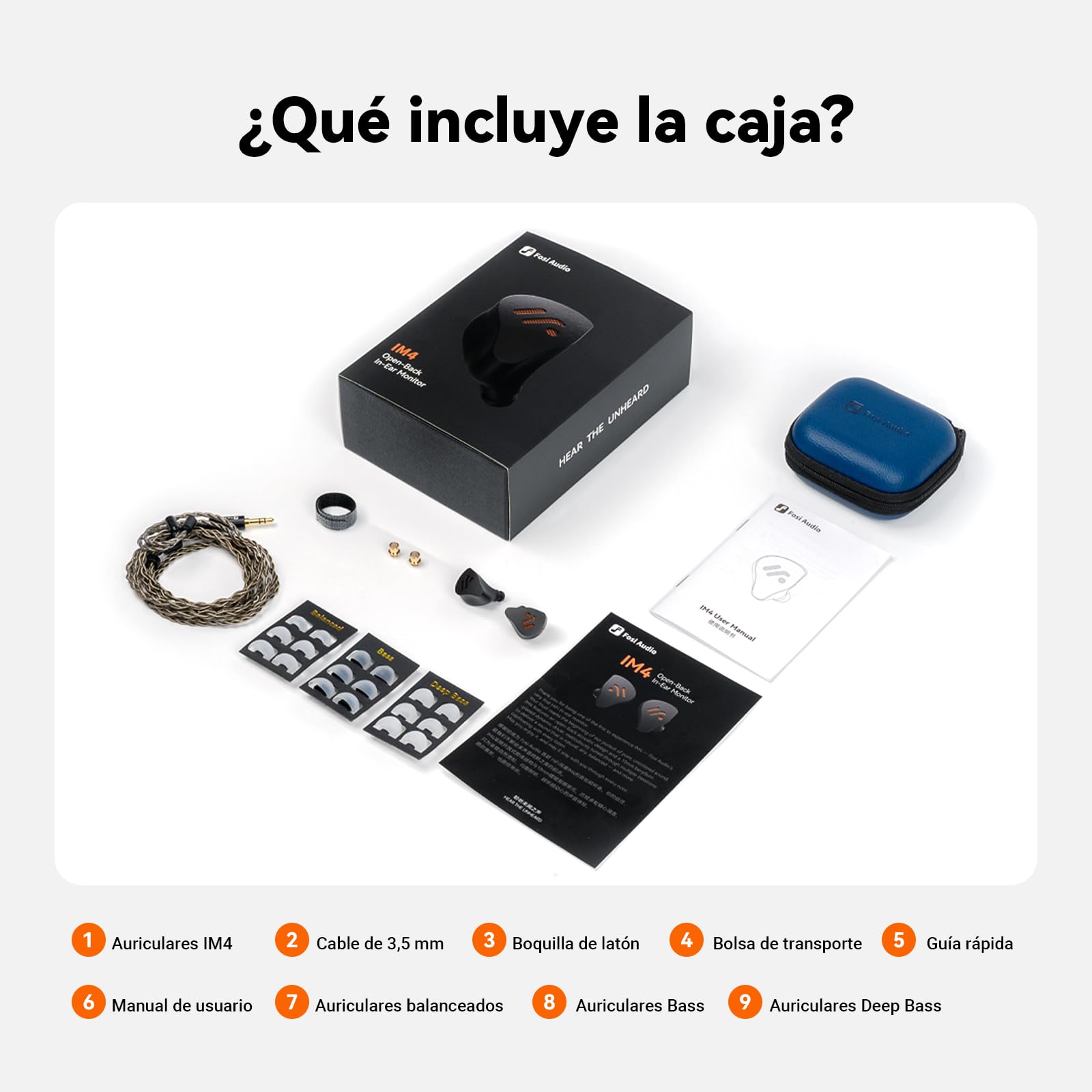 Fosi Audio IM4 Auriculares Intrauditivos HiFi de Diseño Abierto, Altavoz de Berilio de 10mm, Imán Doble N52 y Doble Cámara, Cable Desmontable de 2 Pines, Ajuste Personalizado (Negro)