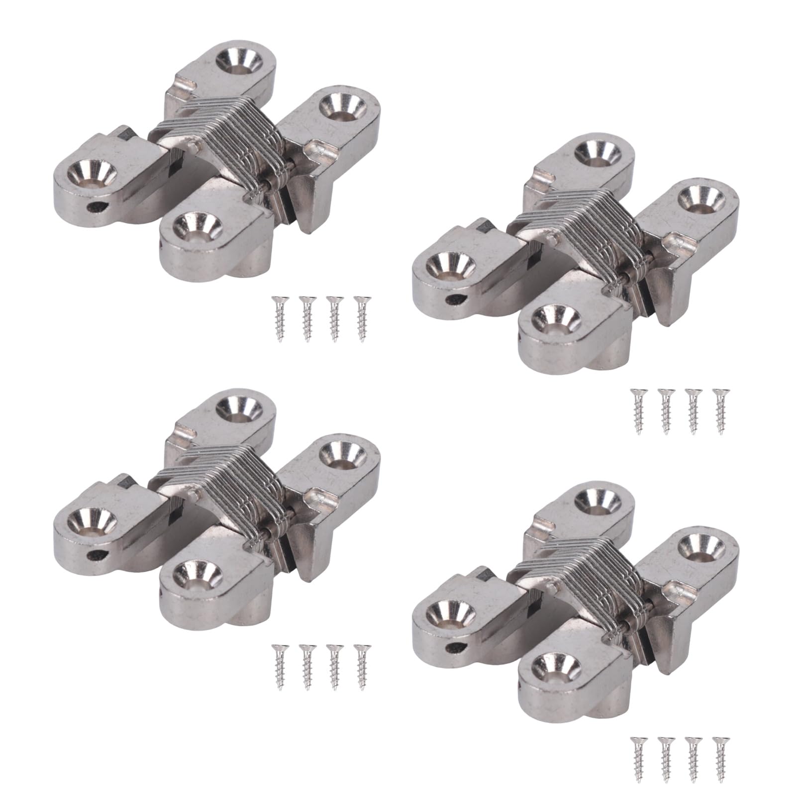 4Pcs Stainless Steel Folding Hinge for Screen Door and Table Flap Invisible Designs Crossed Hinges for Home Cabinet Repairing Invisible Rustproof Hinge
