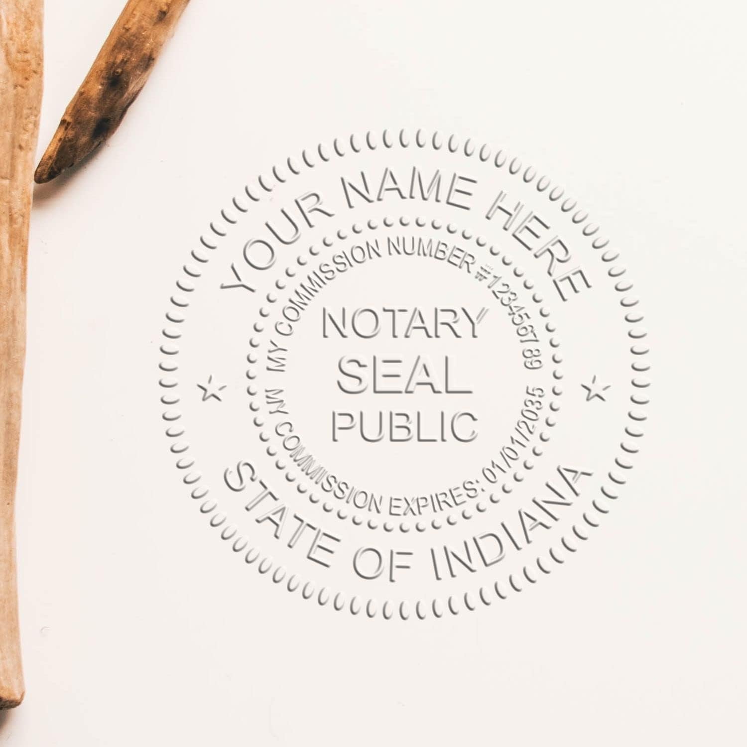 Premium Black Hybrid Indiana Notarial Seal, State of