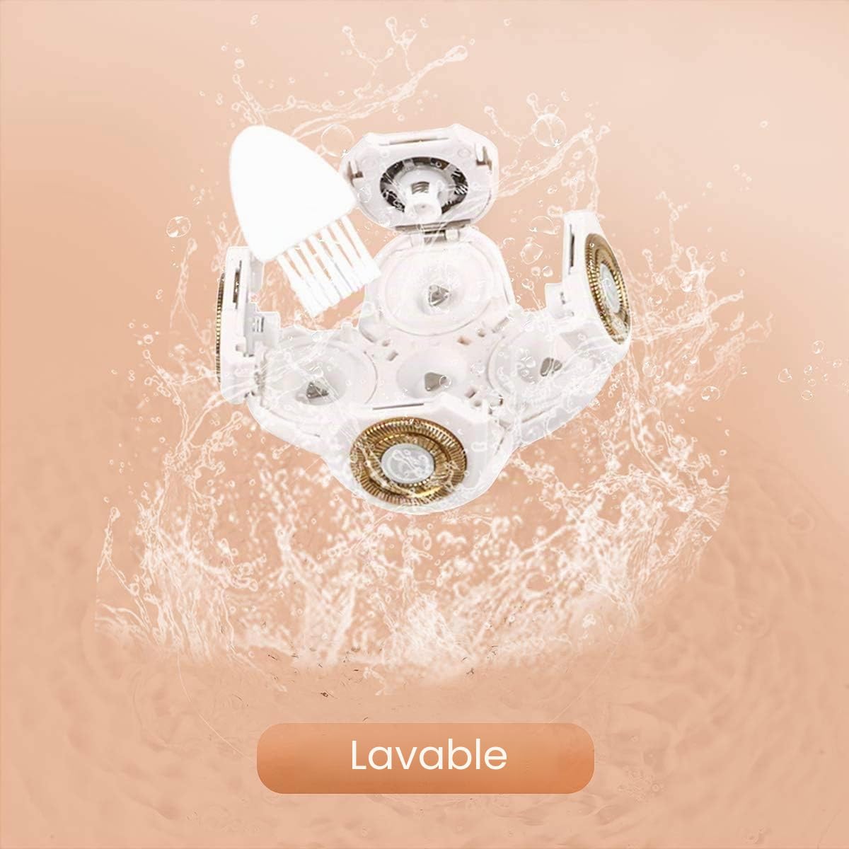 Rasoir Électrique Femme - Imperméable Indolore Bikini Tondeuse Épilation pour Jambe Visage Corps Lèvres Bras Aisselles Aisselle (Or-Blanc)