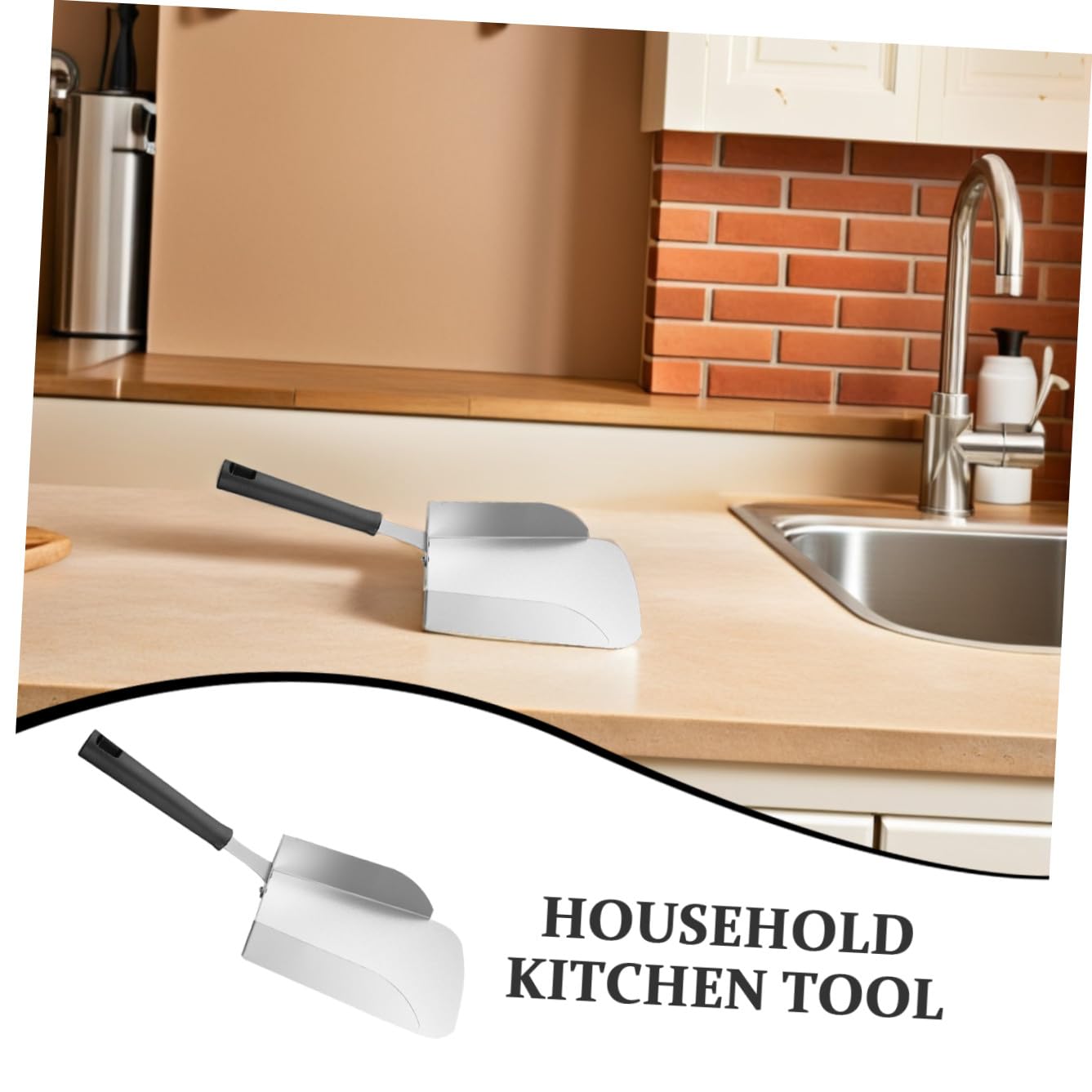STOBAZA Pala Segura y Fácil de Limpiar Diseño Ergonómico de Acero Inoxidable para Comida para Cocina Doméstica y Bares