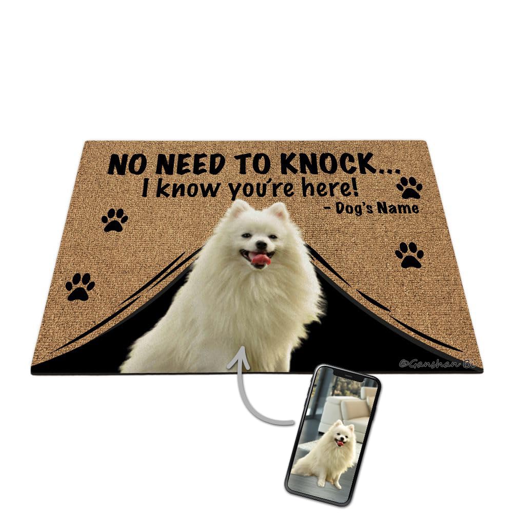 Ganshan Bi Personalized Dog Photo Doormat No Need to Knock Door Mat Custom Welcome Floor Mat for Dog Lover Cat Lover 27.5" x 17.7", Style 2
