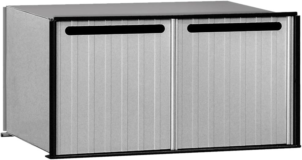 Salsbury Industries 2282 Aluminum Drop Box, 2 Compartments, Aluminum with Black Trim
