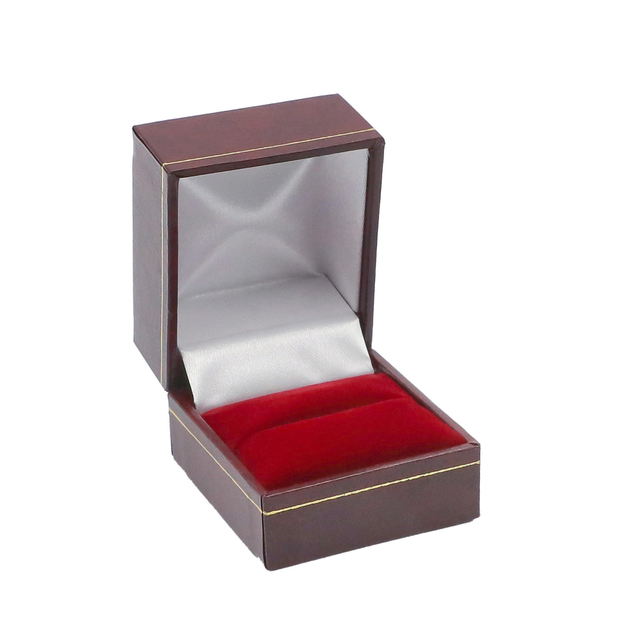 Noble Pack Eco-Friendly Ring Box – Burgundy Jewellery Gift Box with Leatherette & Paper-Covered Exterior, Gold Accent, Velvet Insert & Satin Lined Lid – Luxury Wedding Ring Box for Engagement & Gift