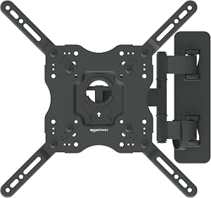 Amazon Basics Full Motion Articulating TV Wall Mount, with Swivel and Tilt, for 66 cm to 140 cm TVs and Flat Panels up to 36.3 kg, VESA Compatible, Black