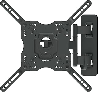 Amazon Basics Full Motion Articulating TV Monitor Wall Mount for 26" to 55" TVs and Flat Panels up to 80 Lbs, Black