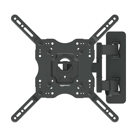 Amazon Basics Full Motion Articulating TV Wall Mount, with Swivel and Tilt, for 26" to 55" TVs and Flat Panels up to 80 Lbs, VESA Compatible, Black