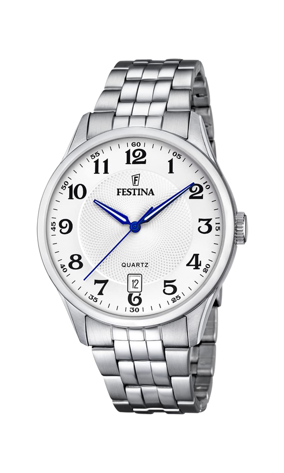 Festina Reloj Modelo F20425/1 de la colección Clasico, Caja de 43 mm Blanco con Correa de Acero para Caballero