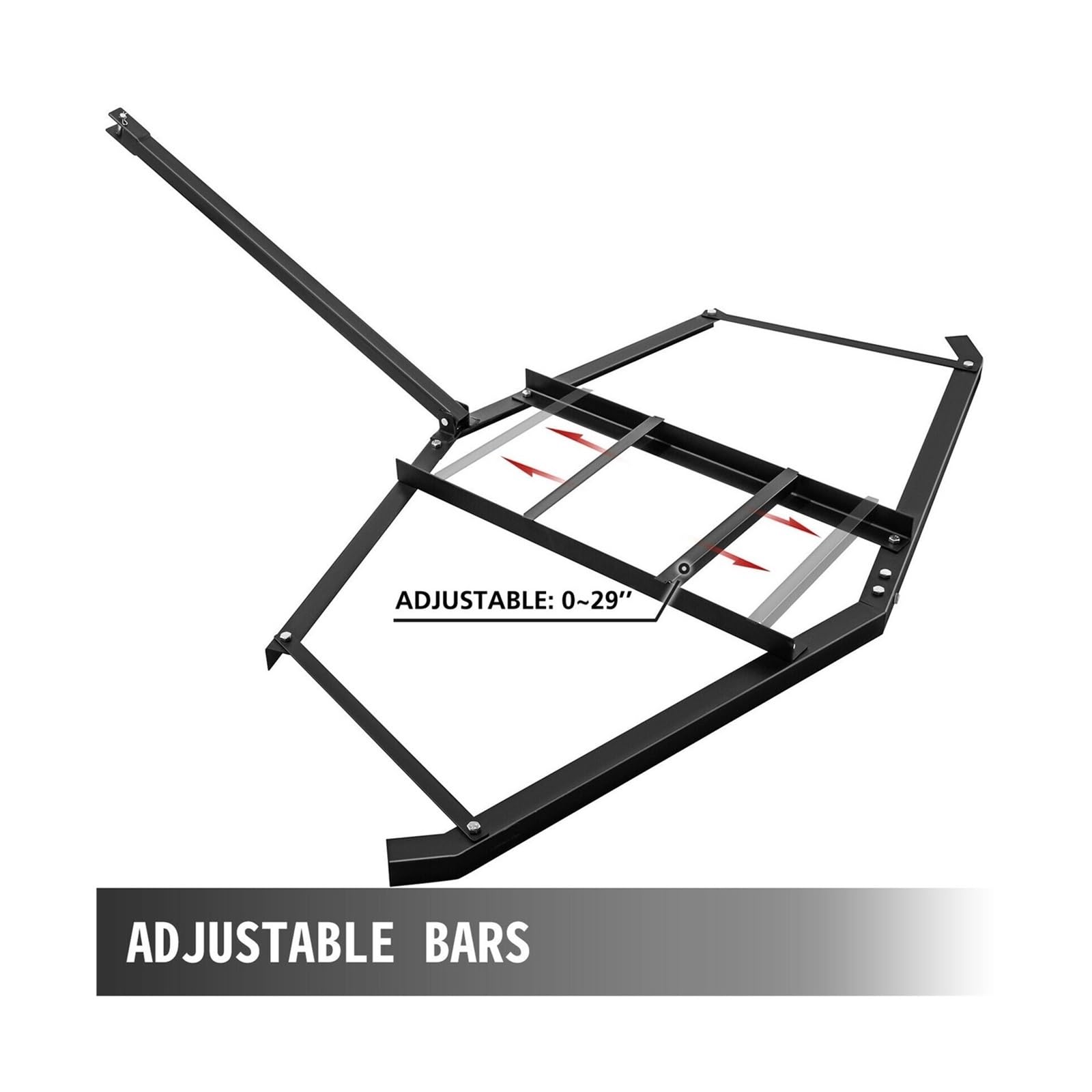 Rastrillo for entrada de vehículos todoterreno y tractores cortacésped 66 pulgadas ancho, resistente, con 2 barras ajustables, for uso en campos estacionamientos Para principiantes bricolaje(74 Inch)