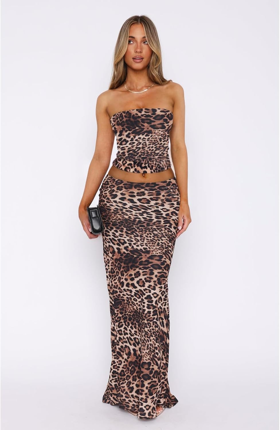 2 Piece Skirt Sets for Women Summer, Floral Sleeveless Tube Top Bodycon Maxi Skirts Y2k Vacation Going Out Outfits - Image 2