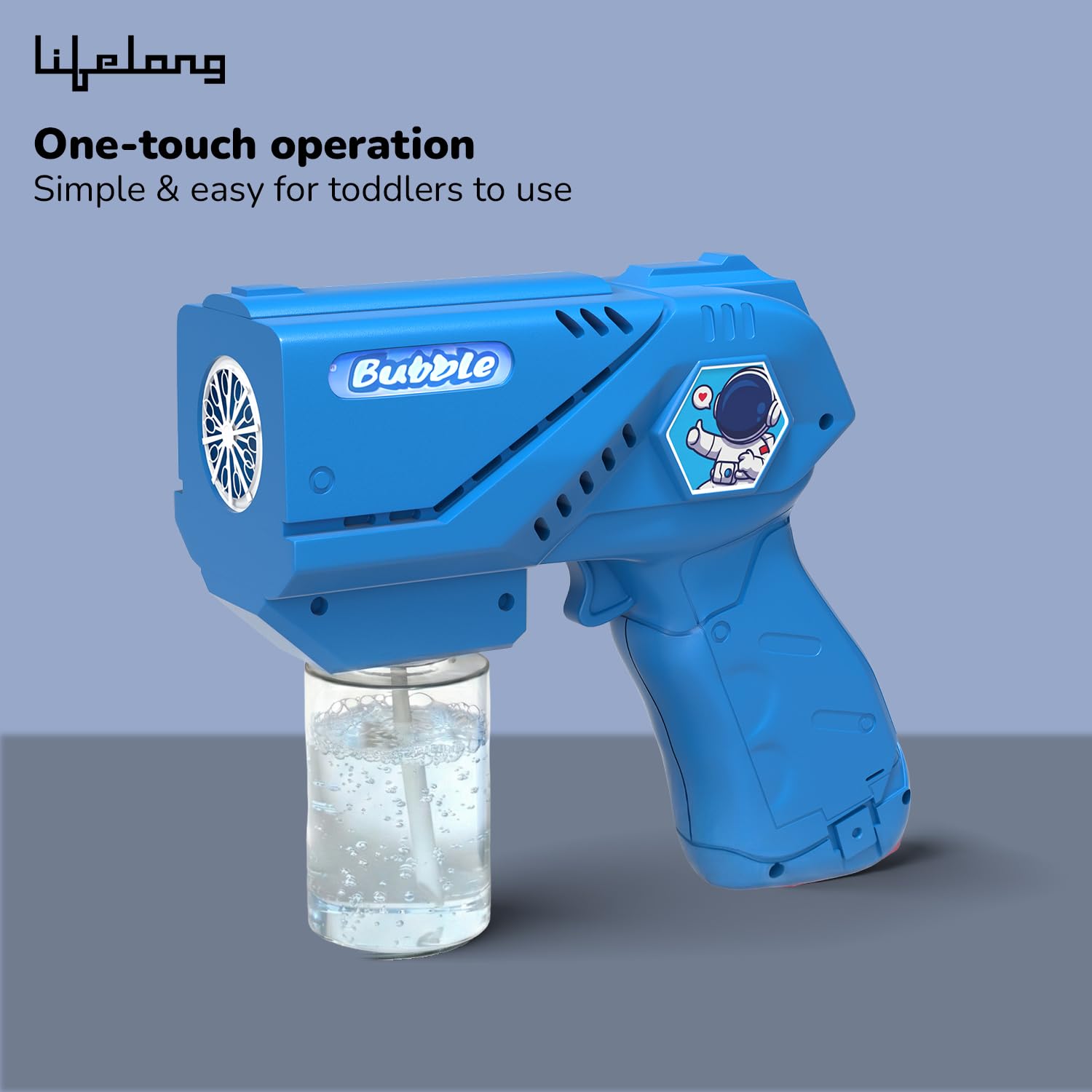 Lifelong Cuppy Bubble Blaster Gun Blue Toy for Kids | Compact Electric Bubble Machine with 1 Bubble Solution | One-Touch Operation, Durable Build | Outdoor Indoor Party Gift for Toddlers & Boys Girls — Amazon image 5
