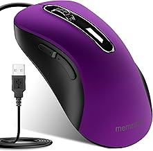 memzuoix Wired Mouse, USB Computer Mouse 1400 DPI Mobile Optical Mouse Ergonomic Design Computer Mice with 5FT Cord for Laptop, PC, Desktop, MacBook, 5 Buttons (Purple)