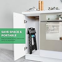 Vista 3 de Dyforce Taburete plegable de 16 pulgadas, capacidad de 400 libras, taburete plegable de plástico resistente para adultos, taburete con asa, fácil