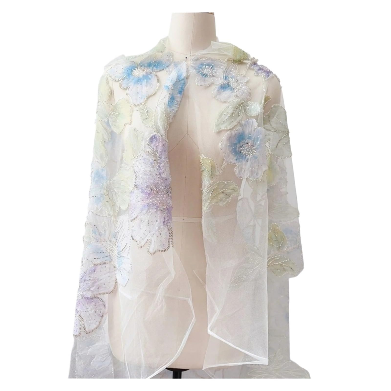 Tela De Tul 1PCS 50.3in*12.5in Floral Tie Dye Mesh Fabric
