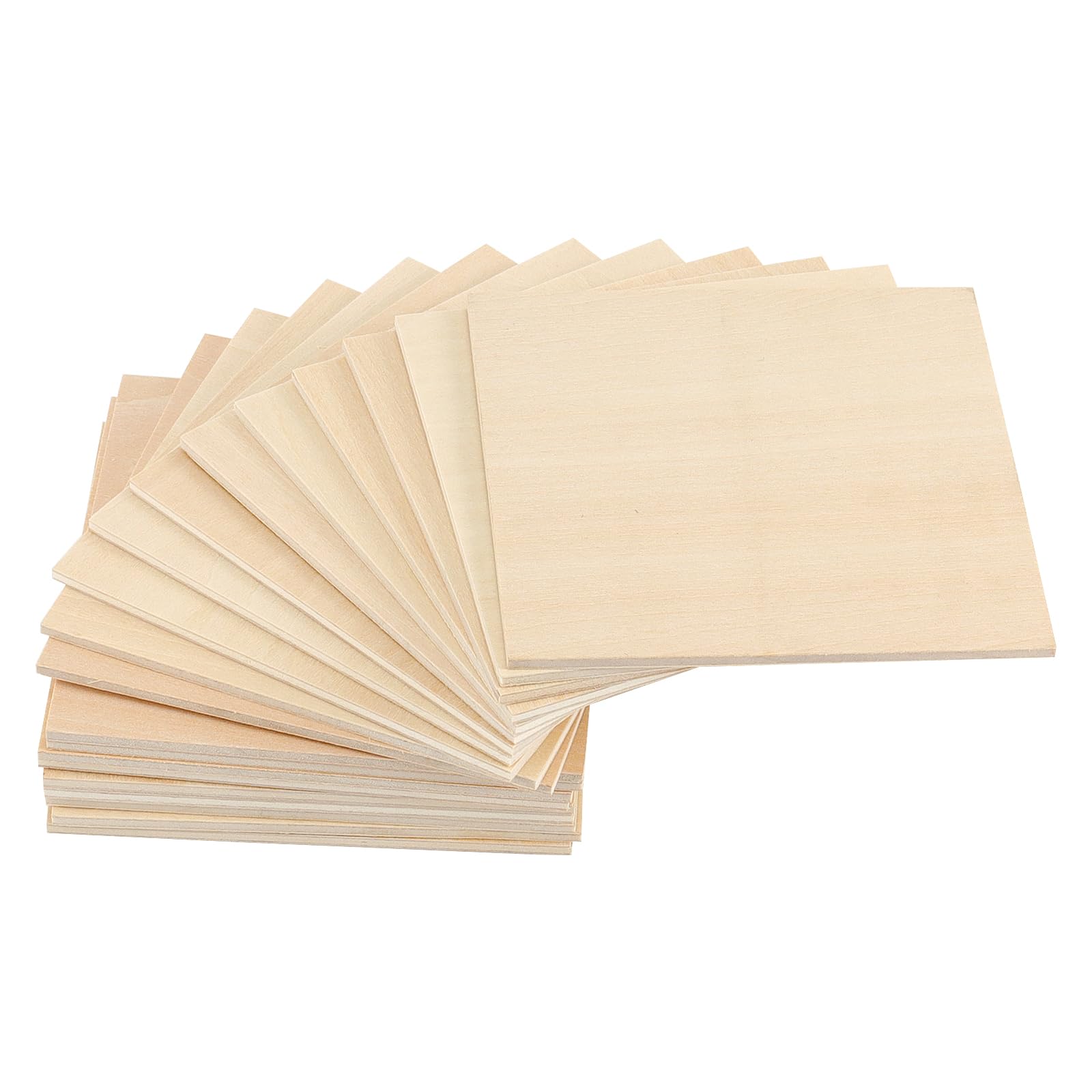 Lot de 100 feuilles carrées en tilleul de 3 mm, en contreplaqué brut, 100 x 100 mm