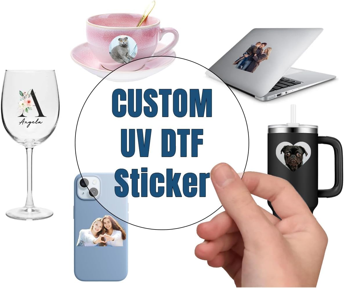 Customized Logo Stickers, Personalized Labels for Small Business, Waterproof, Wedding & Party Designs, Transparent UV Transfer Stickers for Jars & More