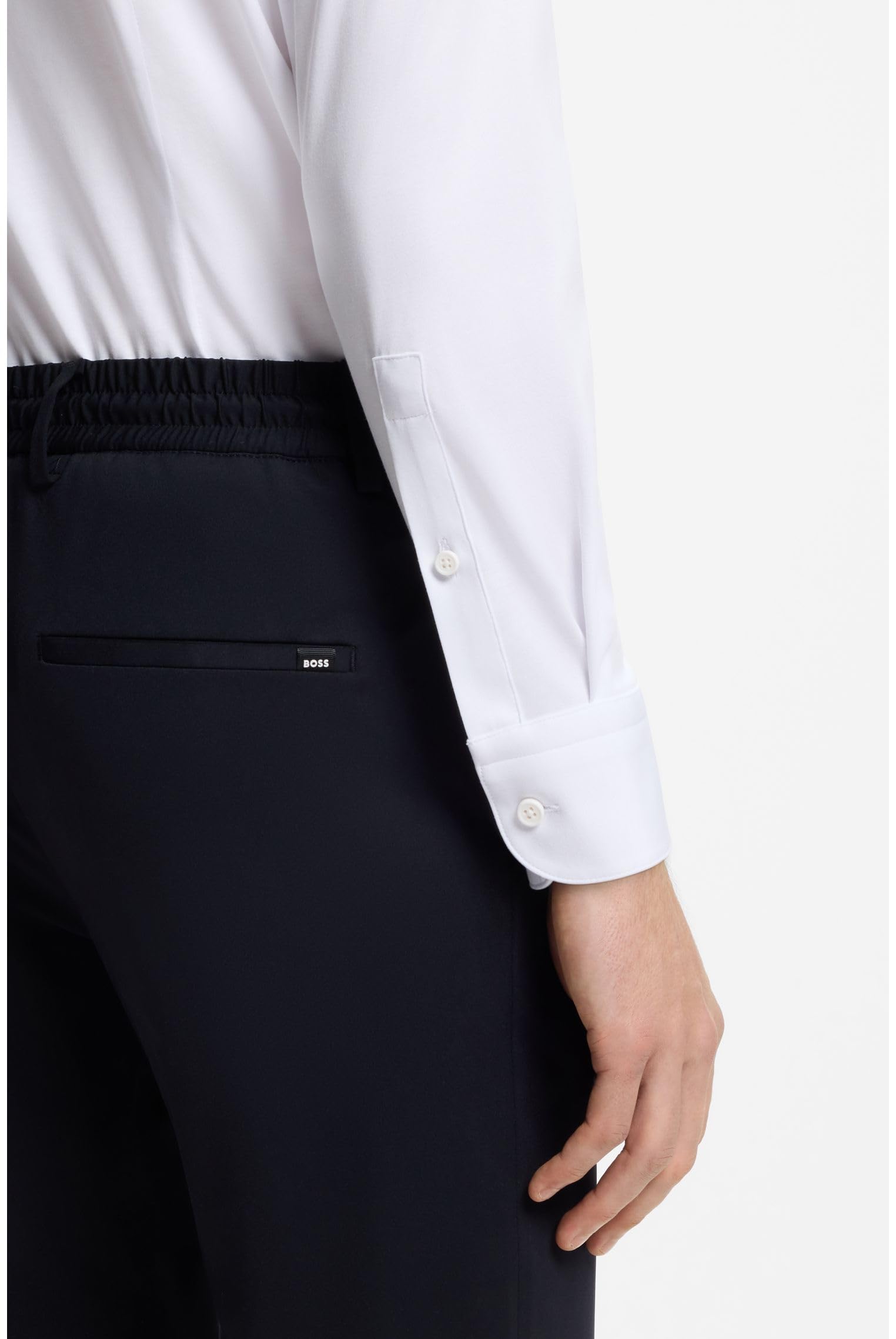 BOSS Herren P-HANK-s-C1-222 Slim-Fit Hemd aus Baumwoll-Mix mit Performance-Stretch