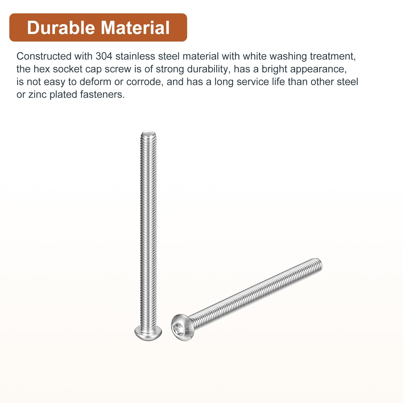 DTGN M6-1x80mm Button Head Socket Cap Screws - 10Pack - Good for Machine - 304 Stainless Steel 18/8 - Hex Drive Full Thread Fasteners - Image 3