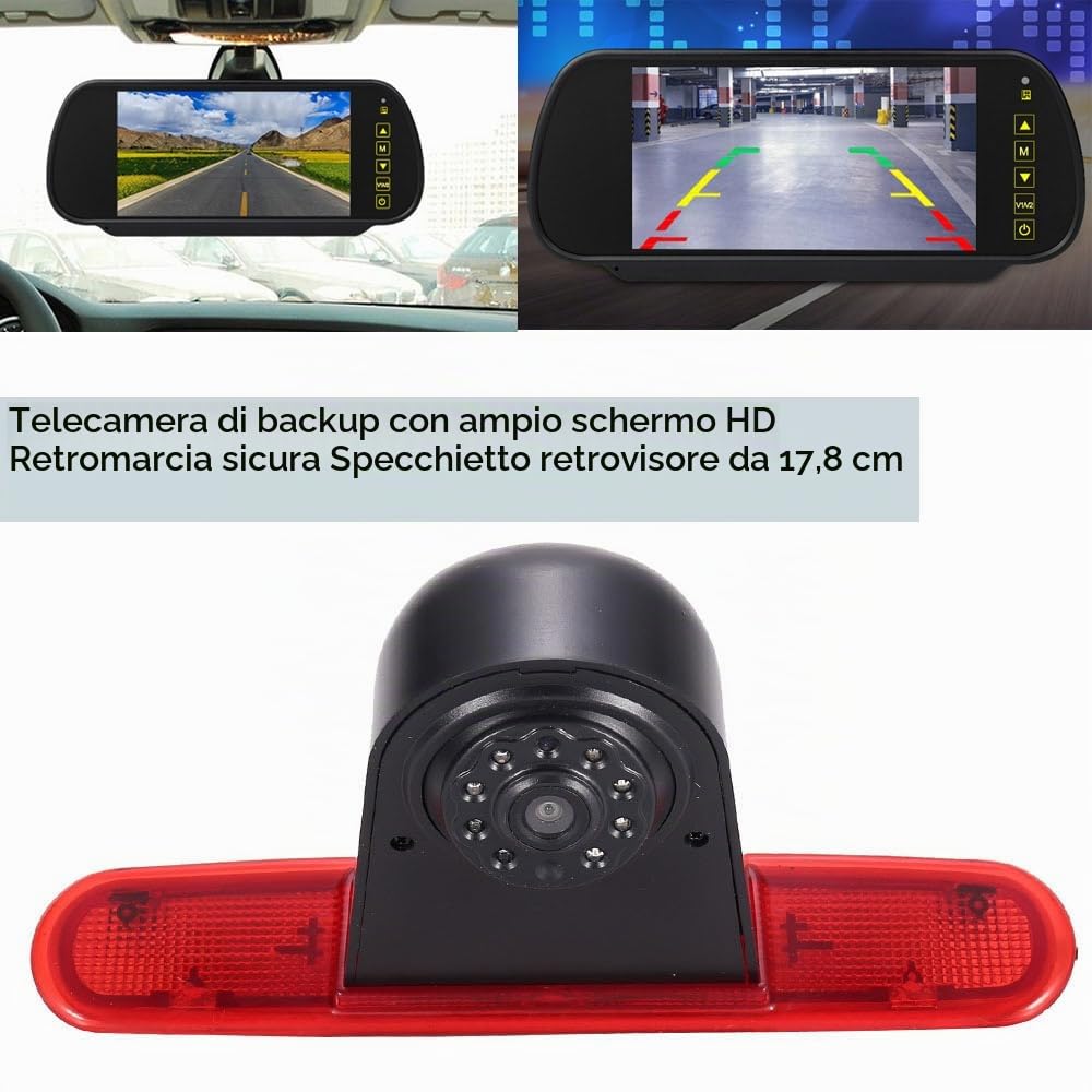 Display LCD TFT per specchietto retrovisore da 7 pollici + HD visione notturna luce freno telecamera di ricambio per Fiat Doblo 263/Opel Combo/Fiat doblo II 2 Cargo Kasten/station wagon
