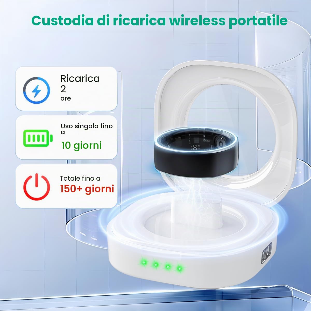 Rogbid Anello intelligente per uomo e donna, con frequenza cardiaca, ossigeno nel sangue, pressione sanguigna, monitoraggio del sonno, fitness Step Tracking, IP69, impermeabile, per iPhone e Android