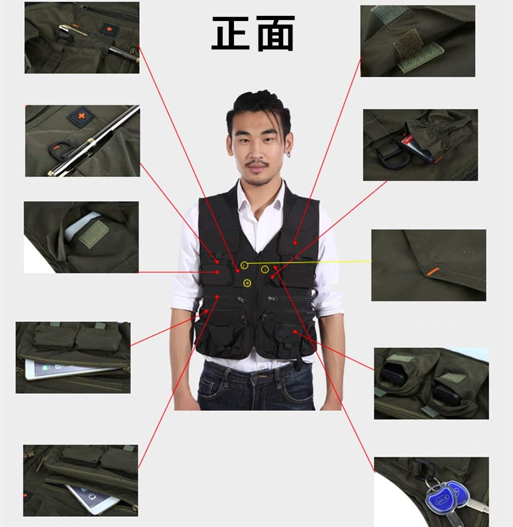 Amazon Co Jp カメラマンベスト フィッシングベスト メッシュ 多機能 通気速乾 アウトドア Xl アーミーグリーン スポーツ アウトドア