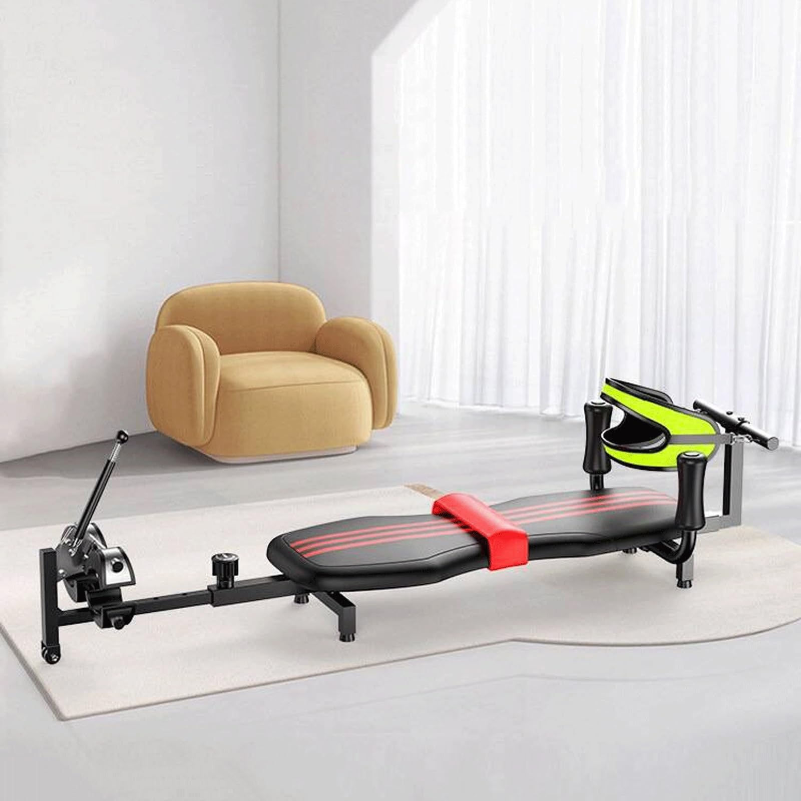 JBKYANAN Back Stretch Bench Inversion Table with Cervical Traction - Stretch Machine Workout Traction Table Spine Traction Lumbar Cervical Massage Stretching Body Relax,Adjustable Length