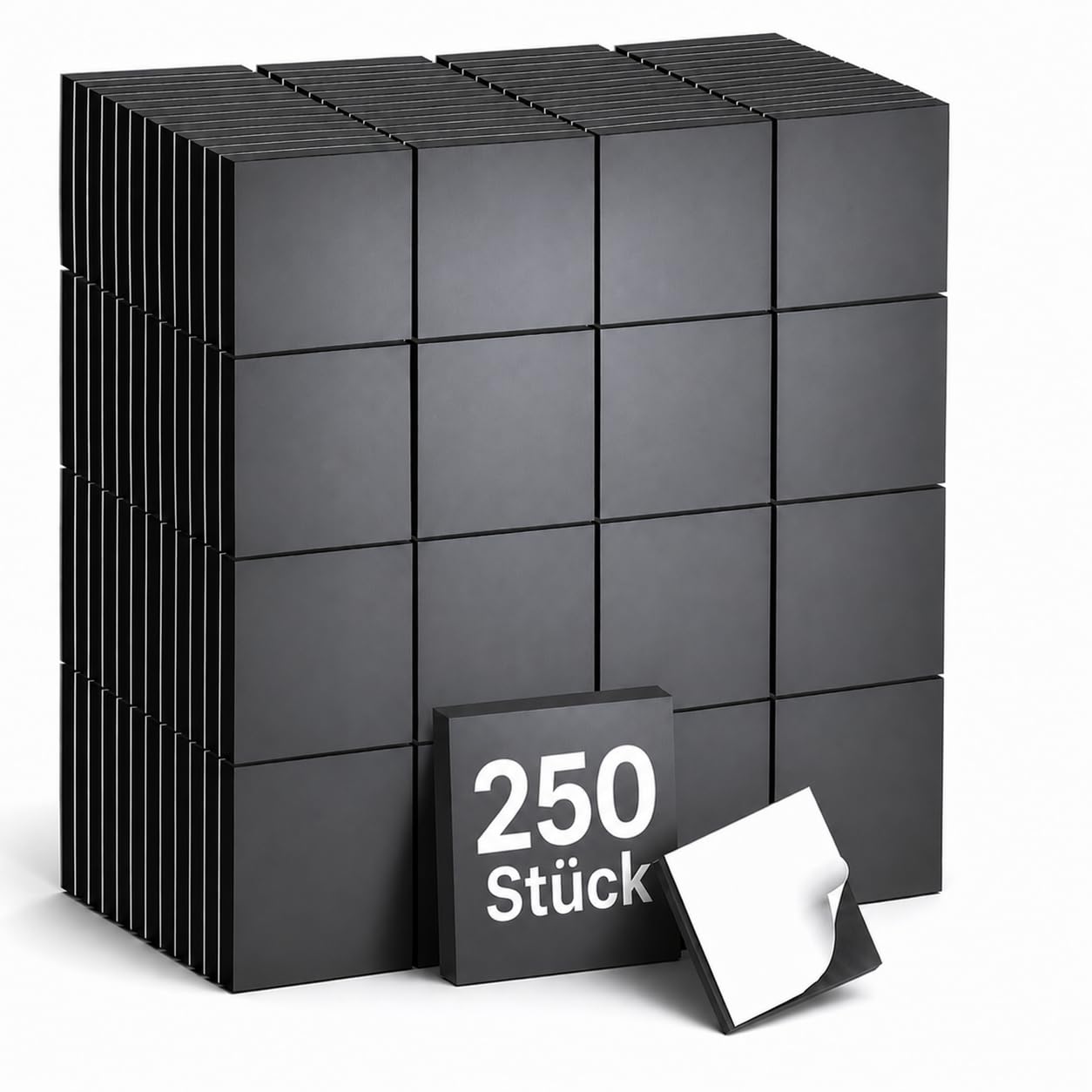 5er Pack - Magnetplättchen selbstklebend - 250x Klebemagnete für Kühlschrank, Tafel, Büro, 10x10mm