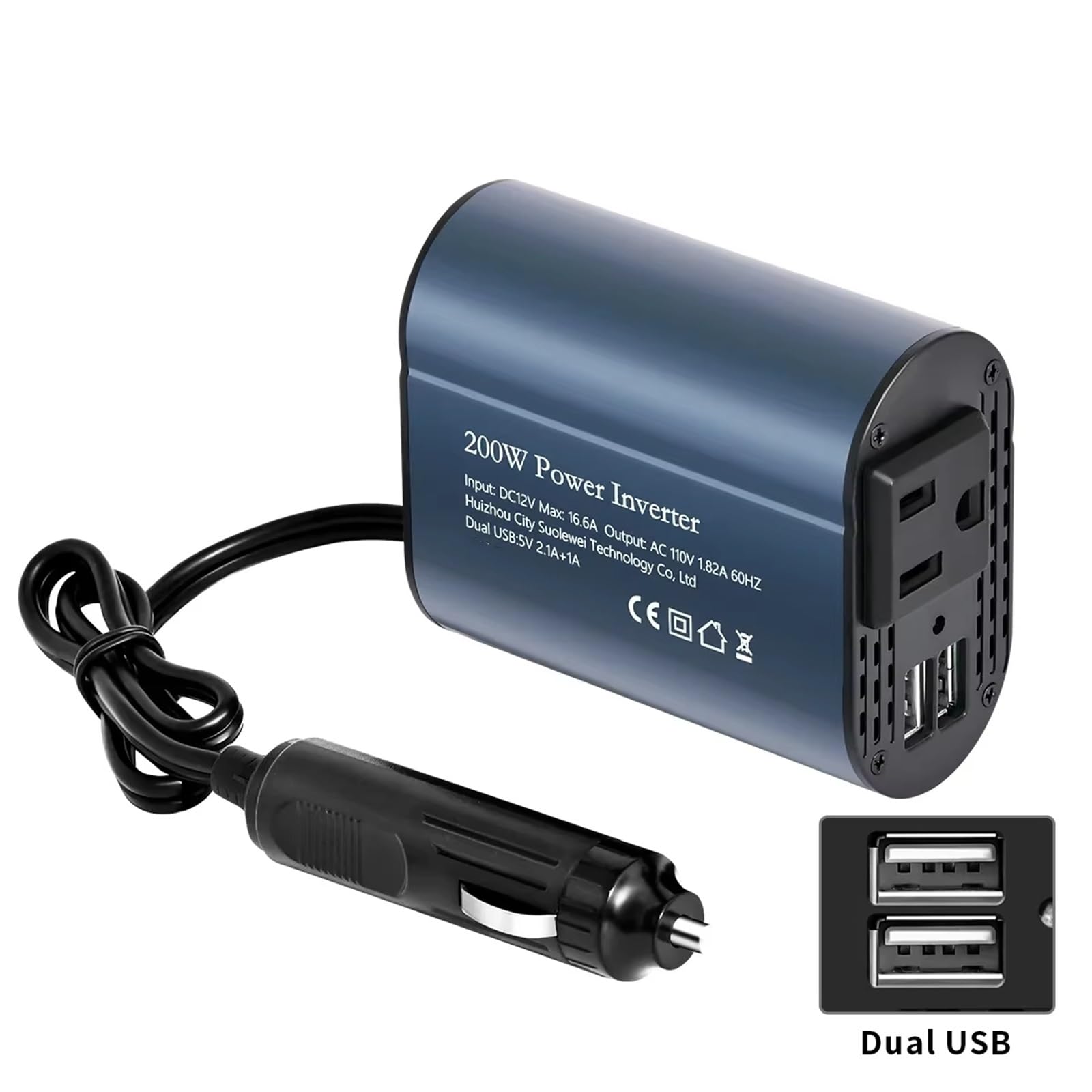 Inversor Inversor De Corriente Portátil De 200 W con Entrada De 12 V Y Salida De 110 V Onda sinusoidal modificada
