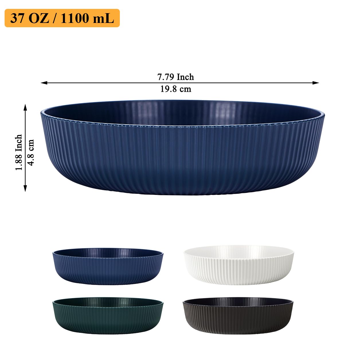 Berglander Set 4 Vasi per Insalata Riutilizzabili 1100ml – Plastica Incassabile per Casa/Picnic/Campeggio