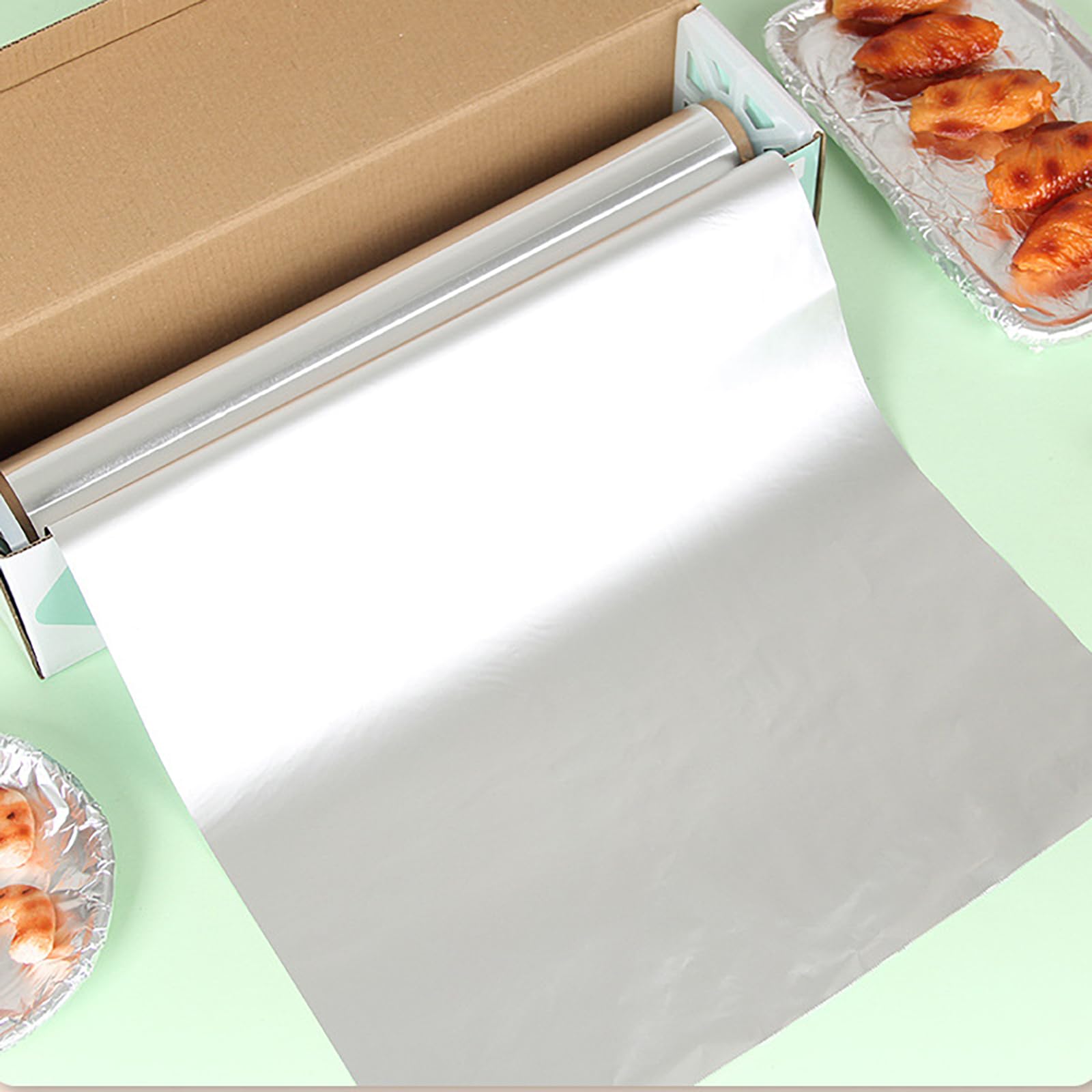 Wytrzymały papier aluminiowy, duża folia na żywność, nieprzywierający papier do pieczenia, do gotowania, pieczenia, owijania żywności, grillowania, przechowywania w domu (rozmiar: 80M, kolor: srebrny