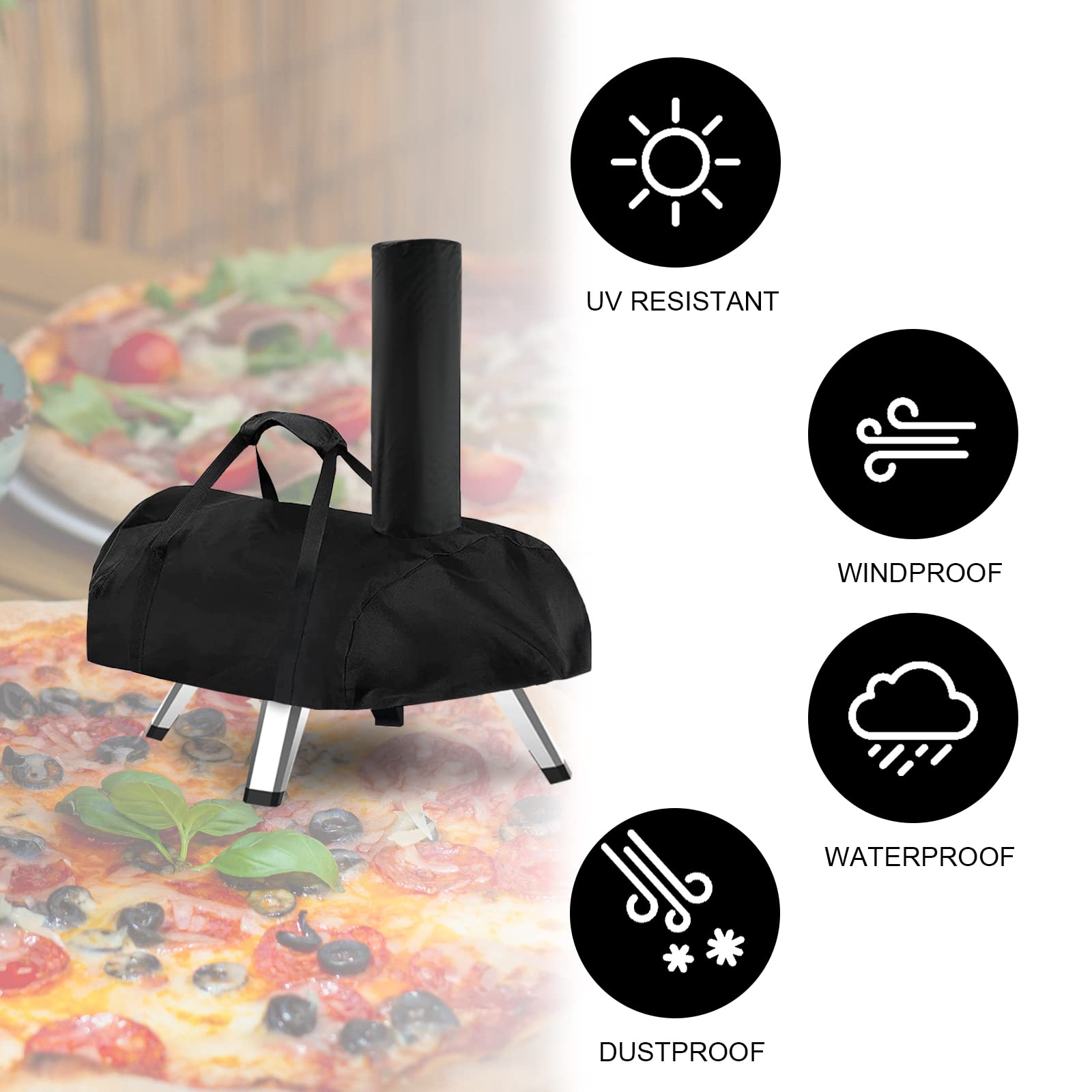 Bolsa de Transporte para Horno de Pizza Ooni Karu 12, Duradero Impermeable Multicombustible Cubierta de Horno de Pizza para Exteriores Compatible con Ooni Karu 12 Horno Pizza (Negro)