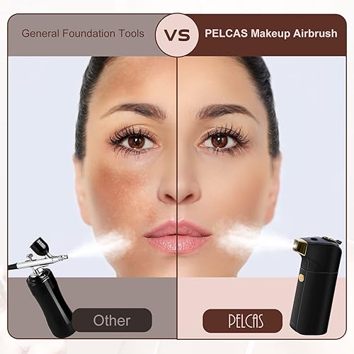 Vista 8 de PELCAS Kit de maquillaje de aerógrafo, sistema de aerógrafo de maquillaje, máquina de base de aerógrafo inalámbrico de cobertura justa, juego