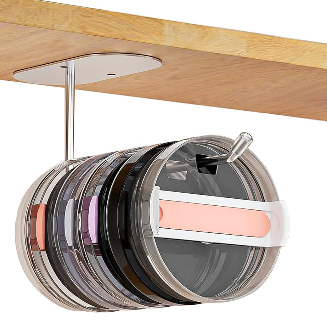 Tumbler Lid Organizer, Lid Organizers Inside Cabinet, Stainless Steel Tumbler Lid Storage Hook, Space Saving Cup Lid Organizer for Yeti Tumbler/Stanley Cup/Simple Modern Tumbler Lids