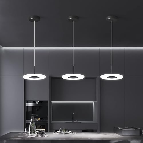 Miniatura 2 de zhllmq Moderna lámpara colgante de cocina LED de 6000 K, mini luces colgantes chapadas negras, iluminación colgante para cocina, isla, dormitorio,