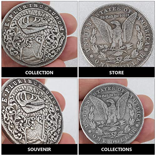 Moeda de dinossauro, dólares de Morgan, moeda de crânio de prata e águia americana, moedas comemorat